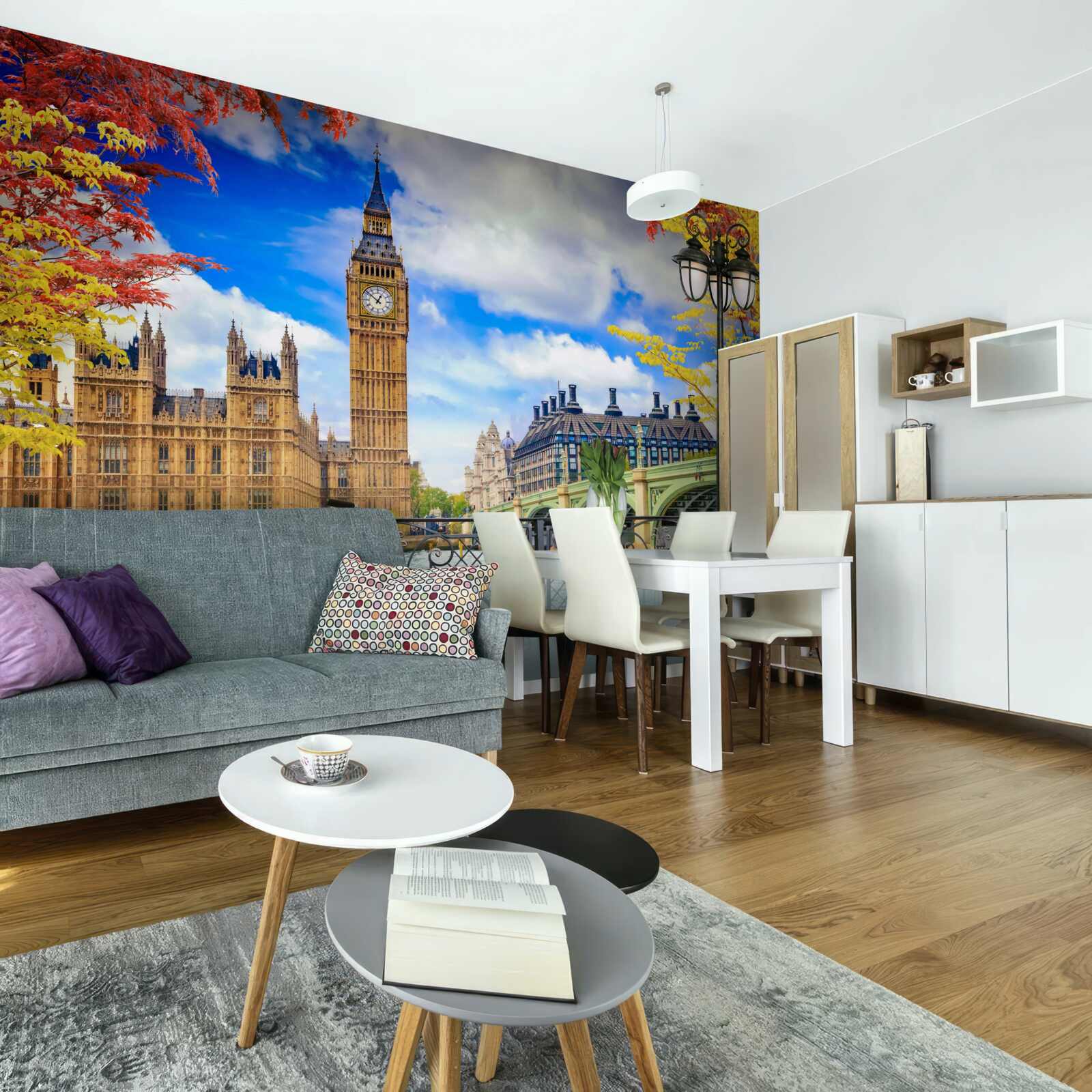 Фотошпалери Осінній міст, що з'єднує Темзу та Біг Бен