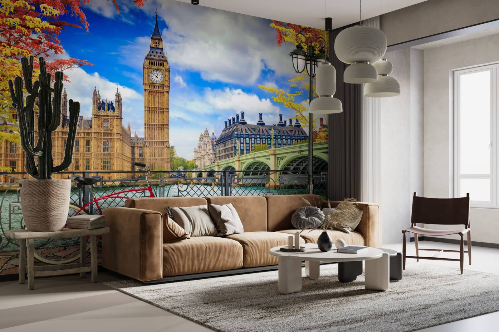 Фотошпалери Осінній міст, що з'єднує Темзу та Біг Бен