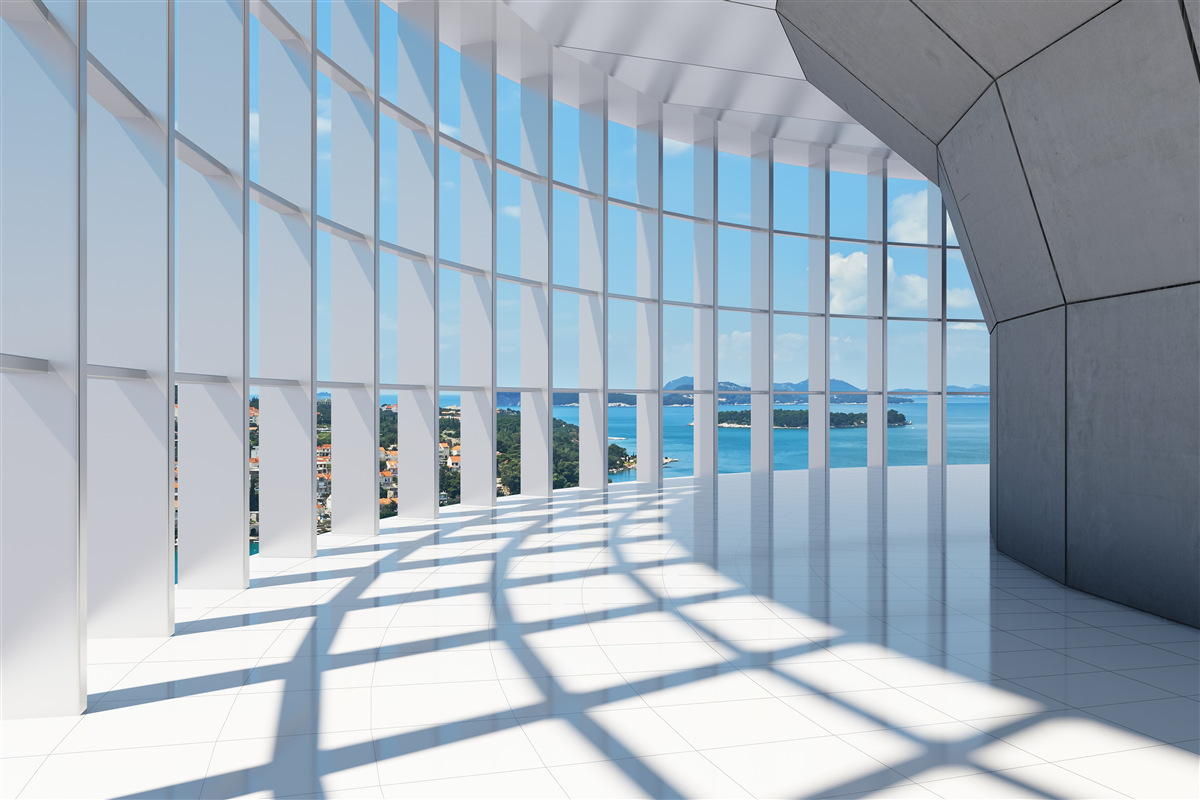 Фотошпалери коридор, що веде до виходу з привабливим видом