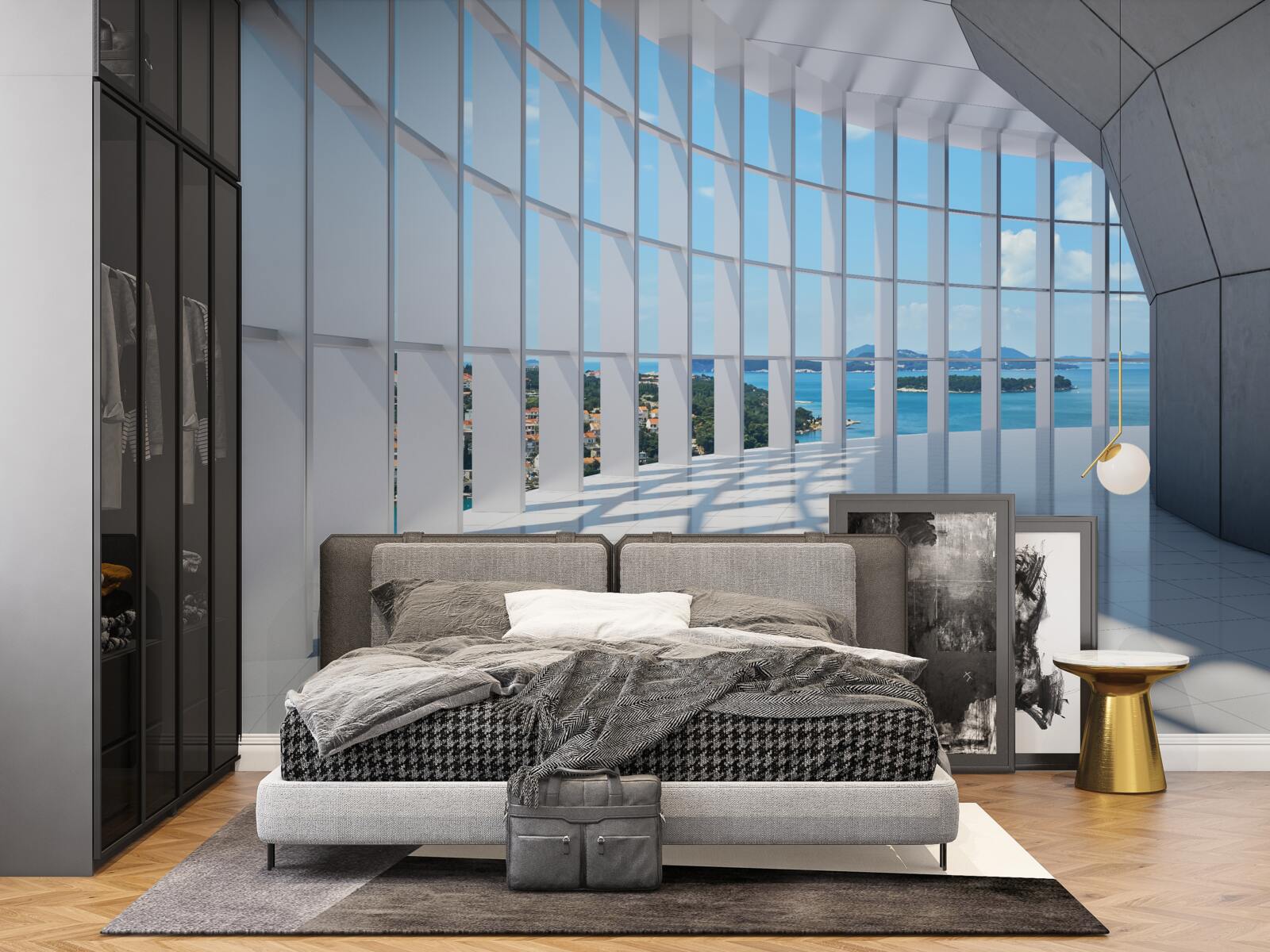 Фотошпалери коридор, що веде до виходу з привабливим видом