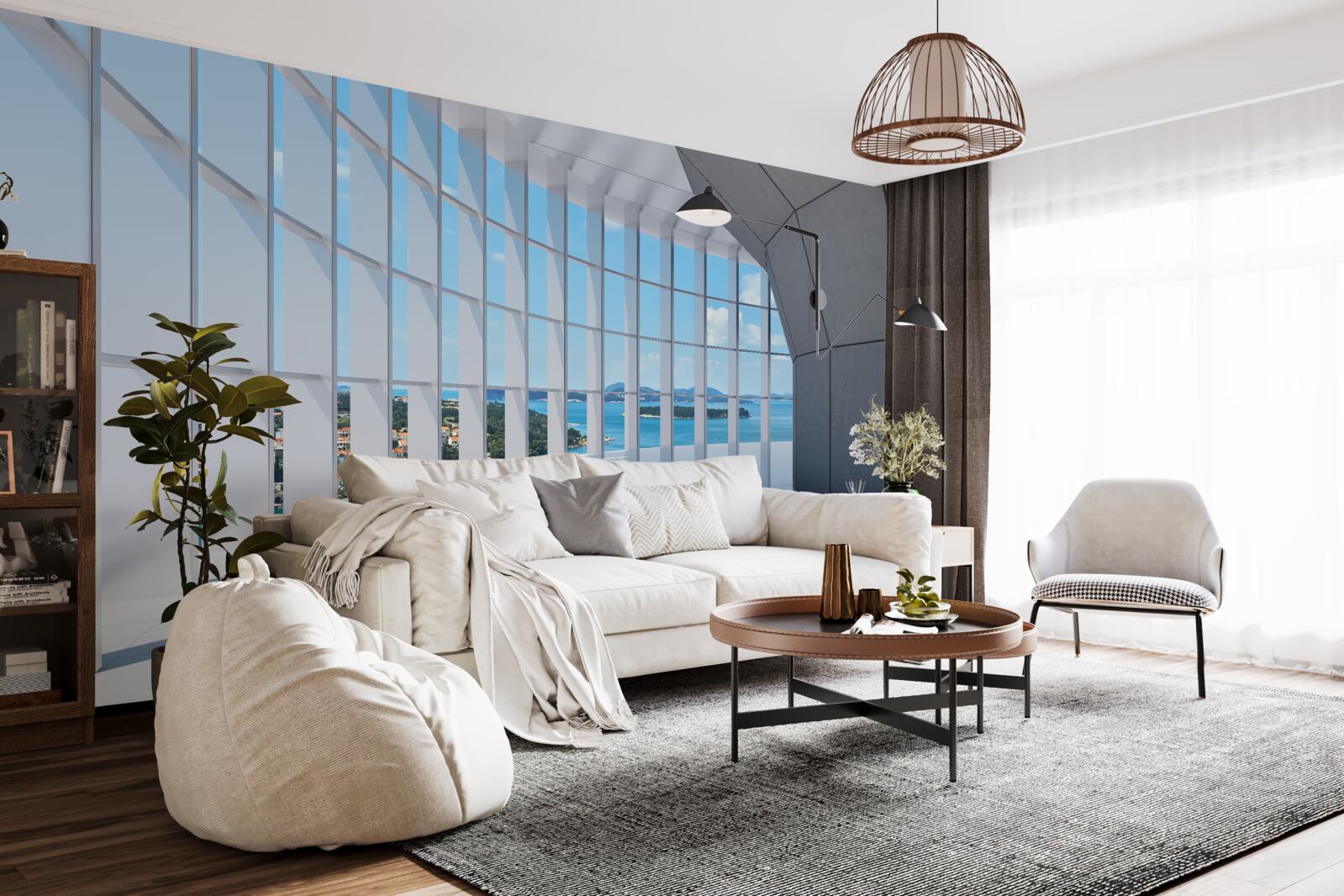 Фотошпалери коридор, що веде до виходу з привабливим видом