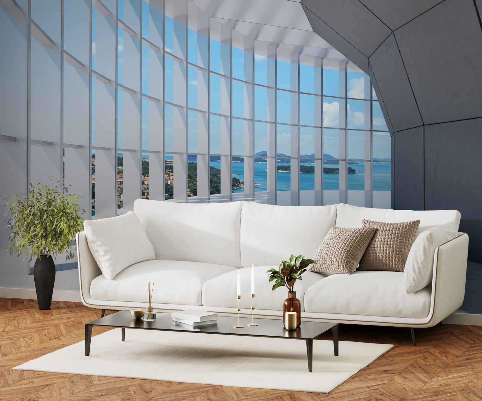 Фотошпалери коридор, що веде до виходу з привабливим видом