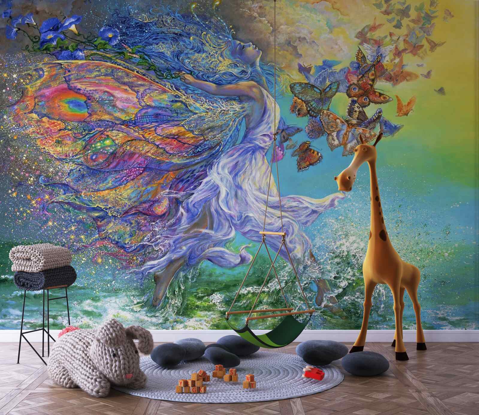 Фотошпалери абстрактні метелики на березі моря