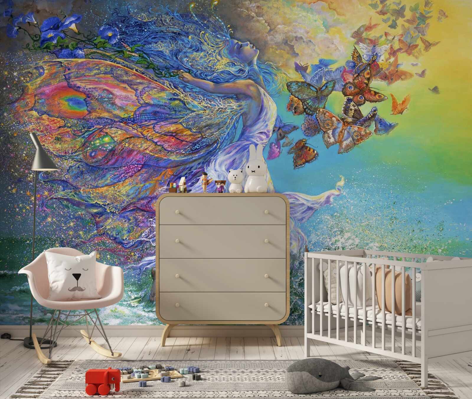 Фотошпалери абстрактні метелики на березі моря