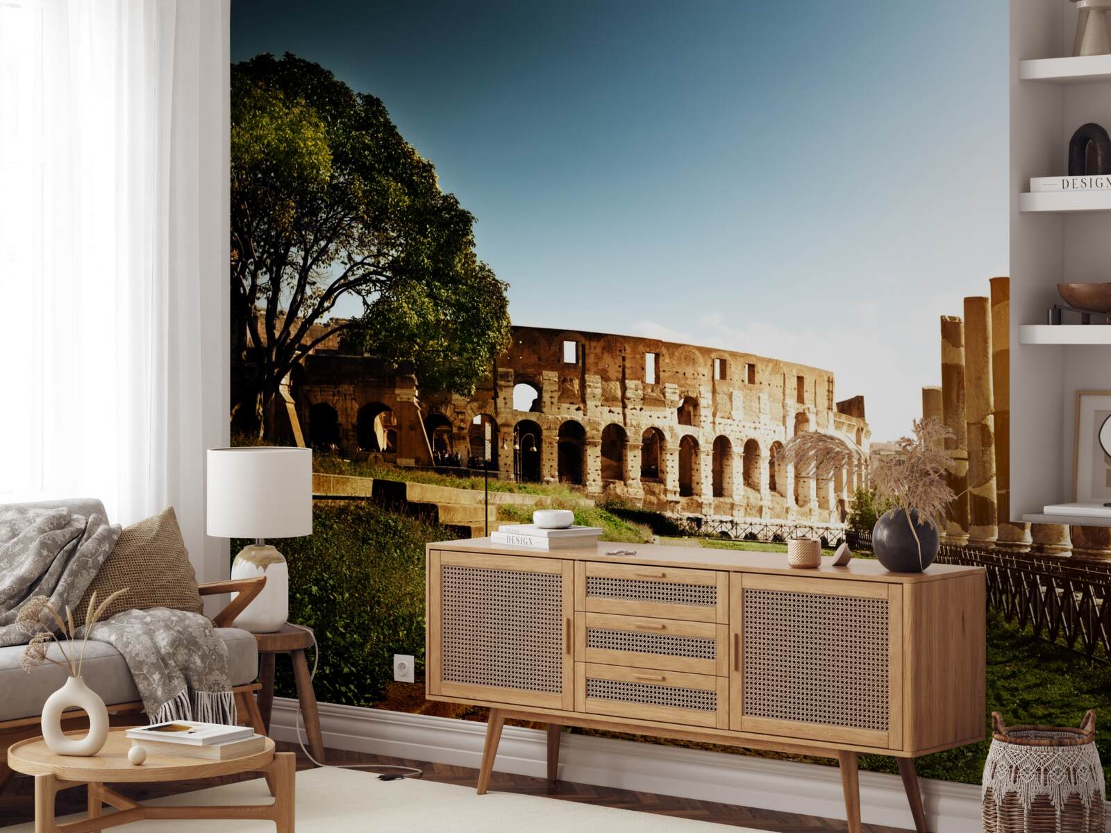 Фотошпалери зали стародавнього риму в променях призахідного сонця