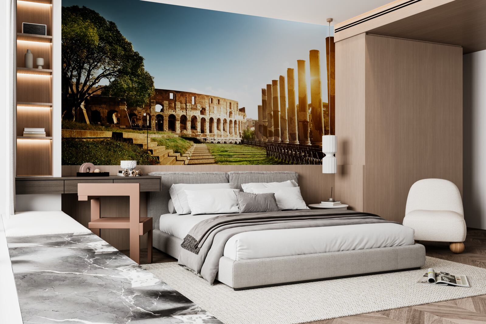 Фотошпалери зали стародавнього риму в променях призахідного сонця