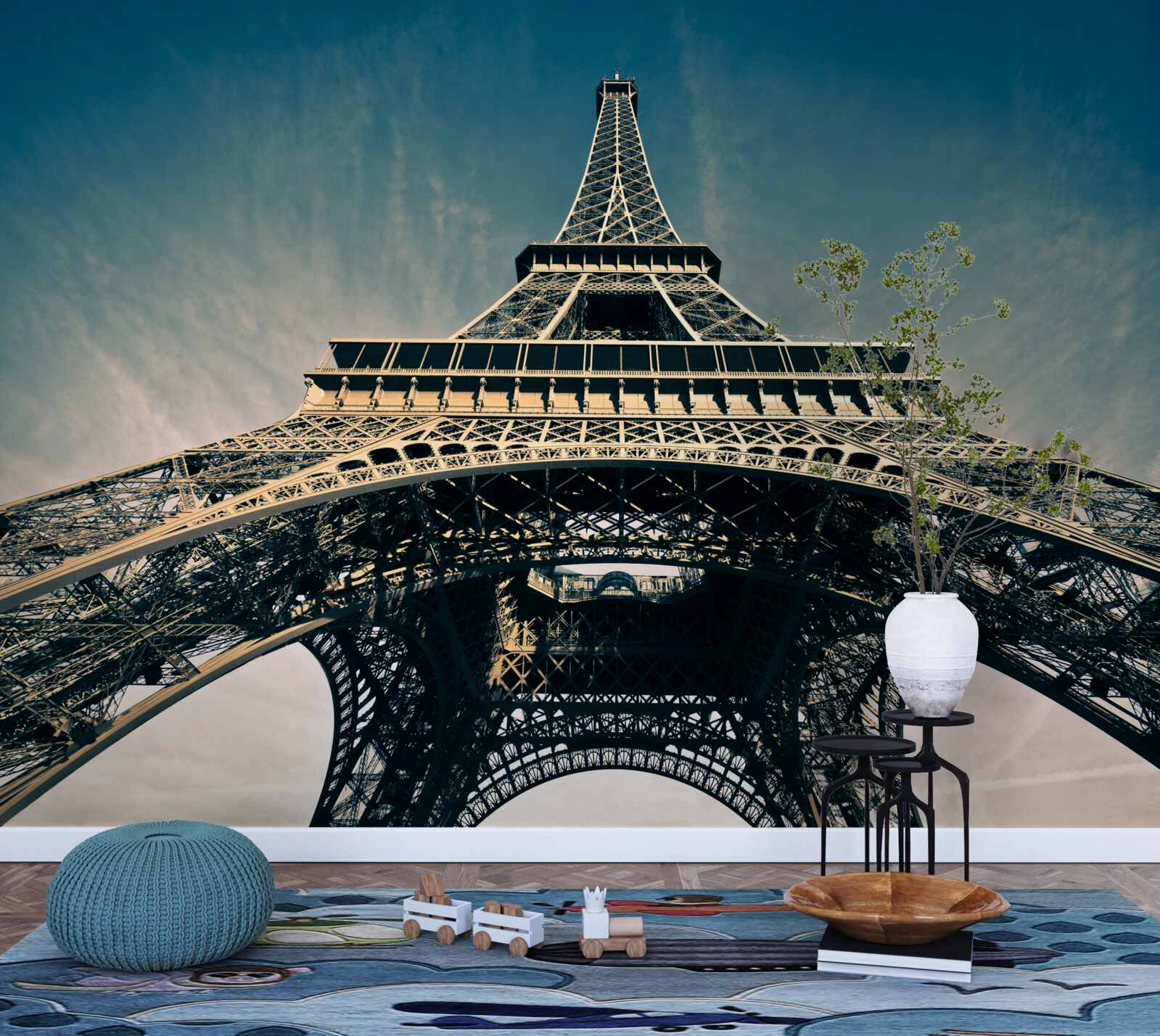 Фотошпалери вид на Ейфелеву вежу з нижньої точки