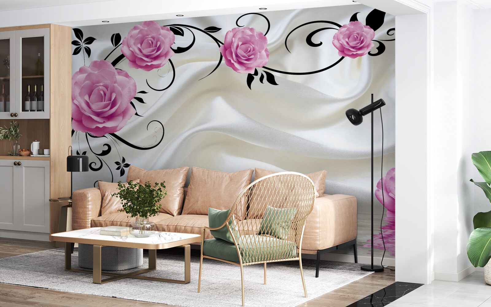 Фотошпалери фіолетові бутони на темних шовкових гілках