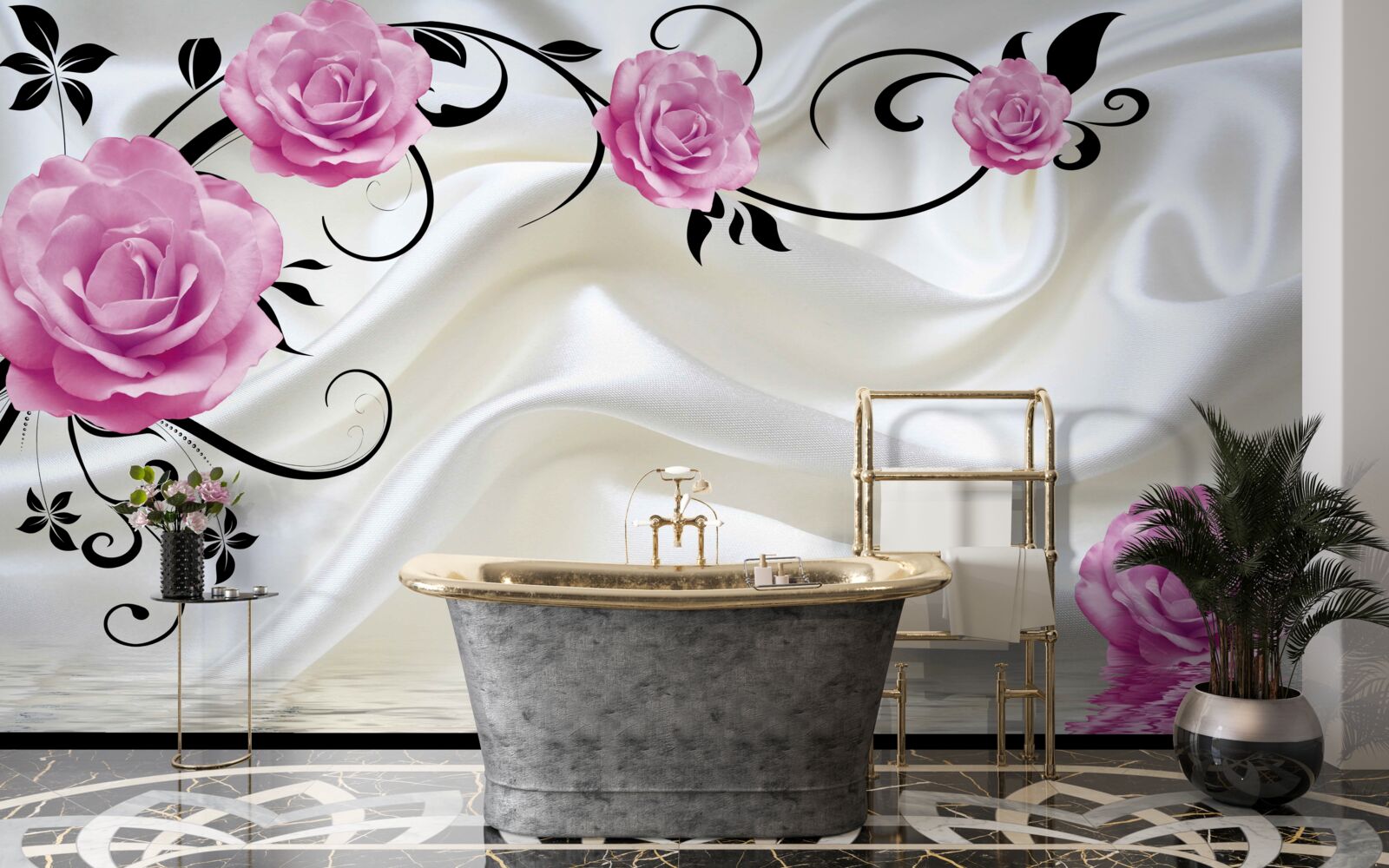 Фотошпалери фіолетові бутони на темних шовкових гілках