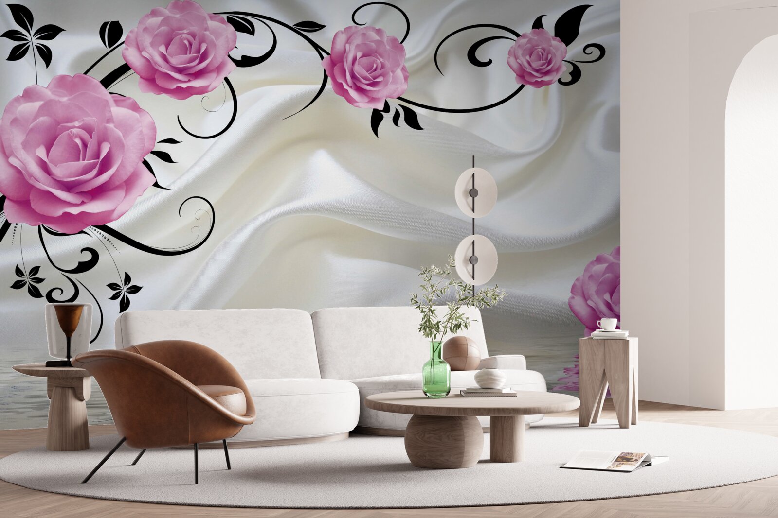 Фотошпалери фіолетові бутони на темних шовкових гілках