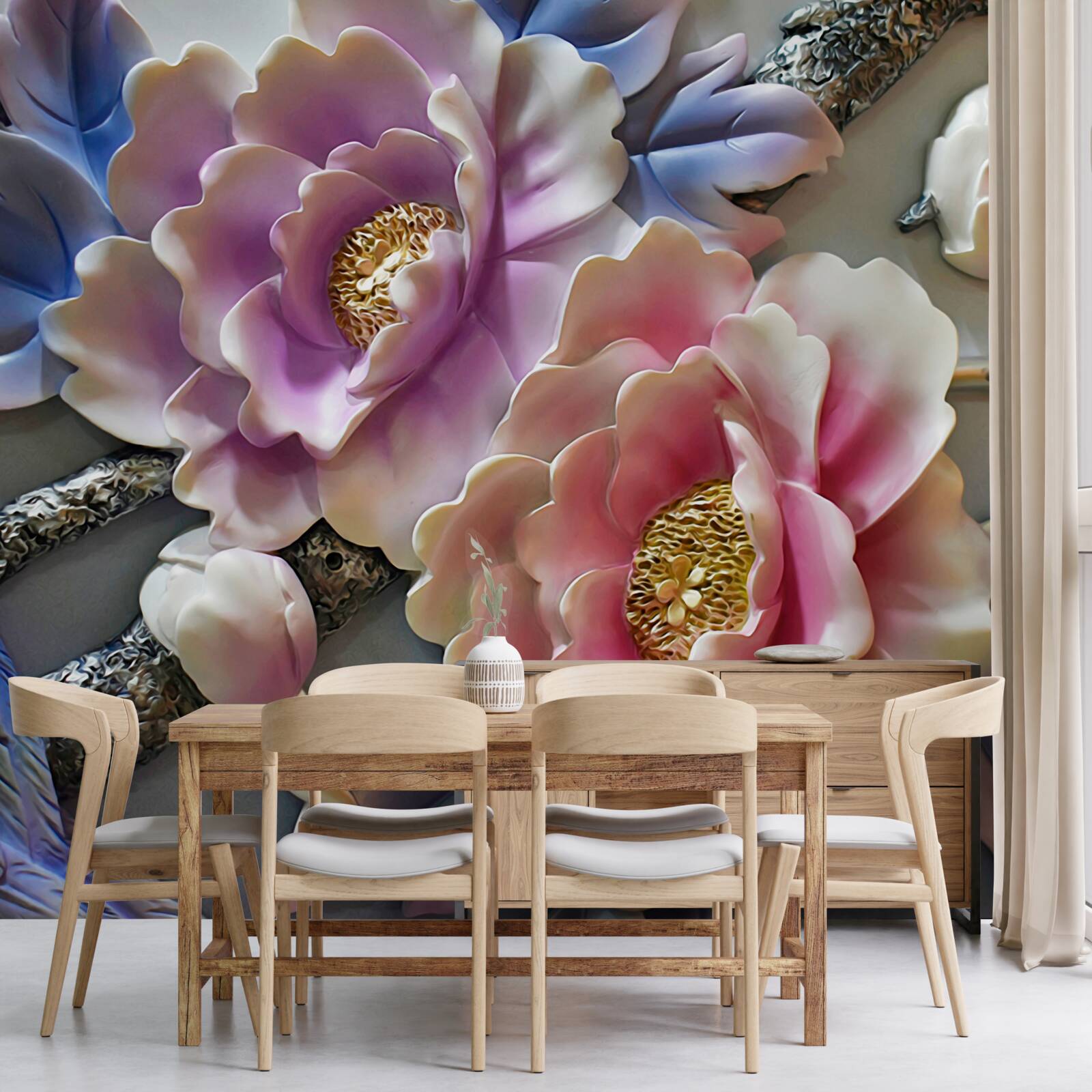 Фотошпалери квітучі квіти в рожево-бузковому кольорі