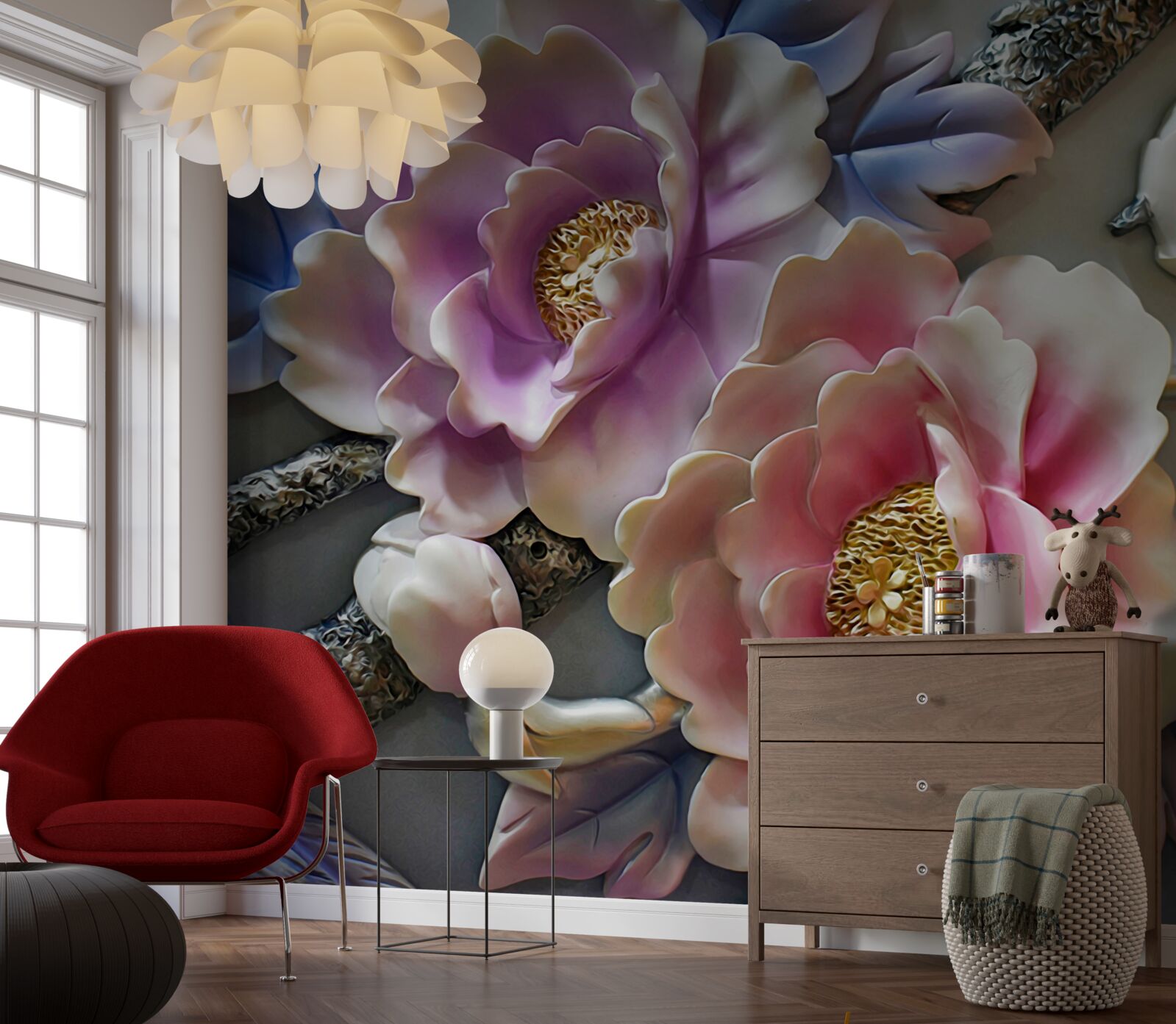 Фотошпалери квітучі квіти в рожево-бузковому кольорі