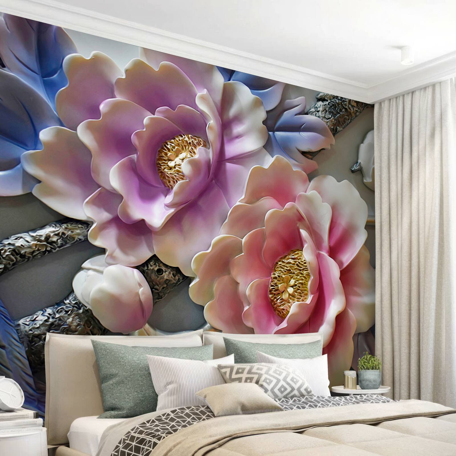 Фотошпалери квітучі квіти в рожево-бузковому кольорі