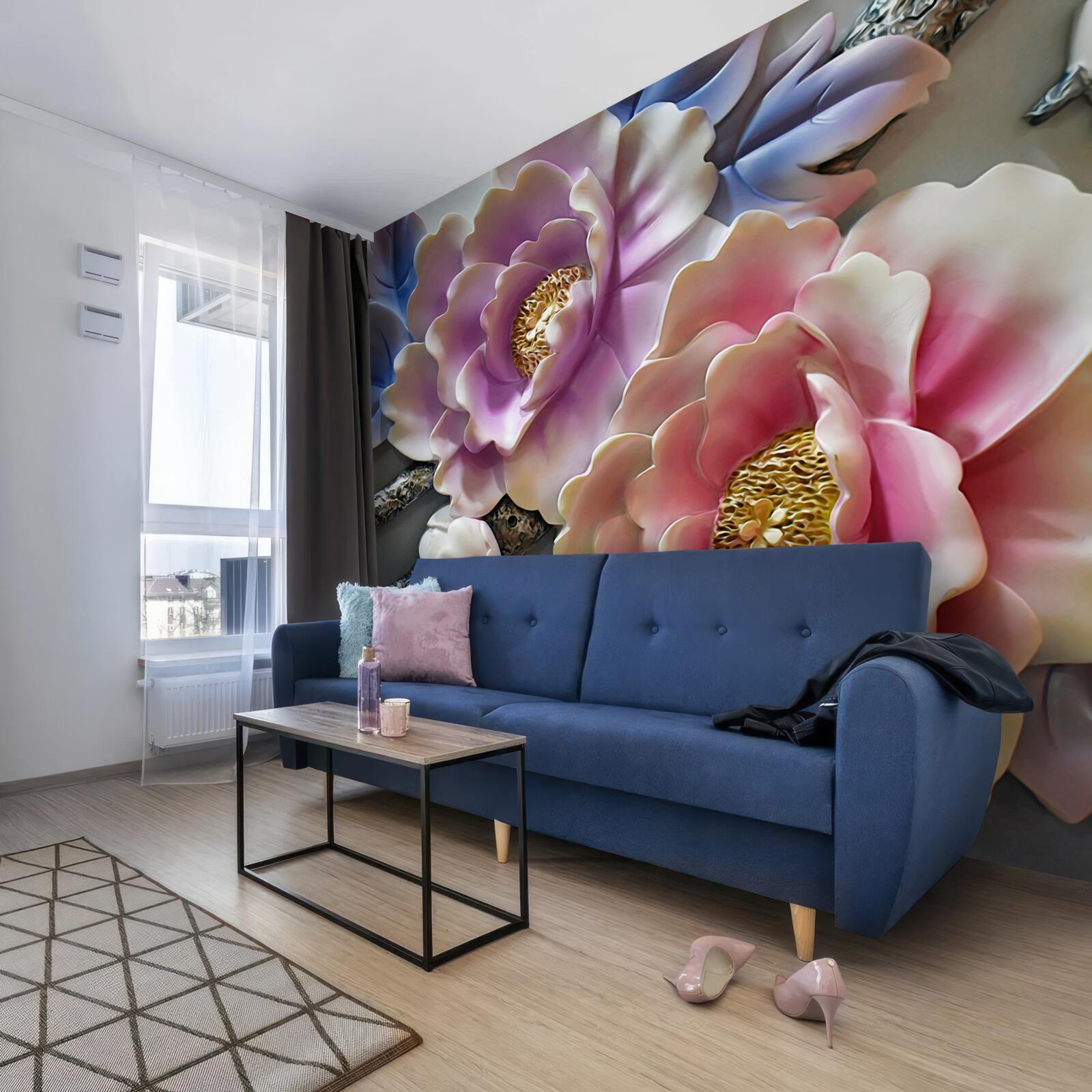 Фотошпалери квітучі квіти в рожево-бузковому кольорі