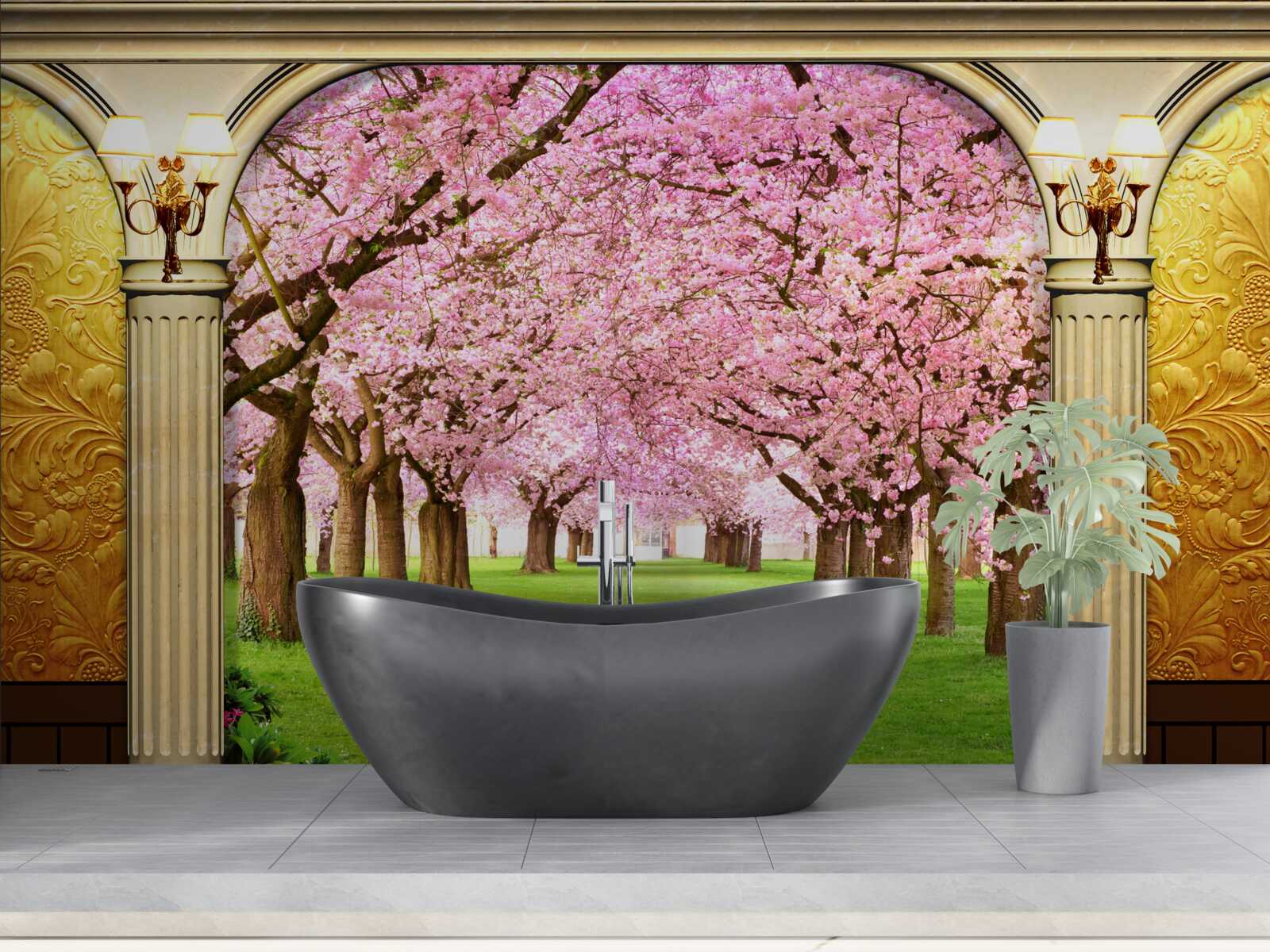 Фотошпалери склепіння, що веде до сакурової алеї