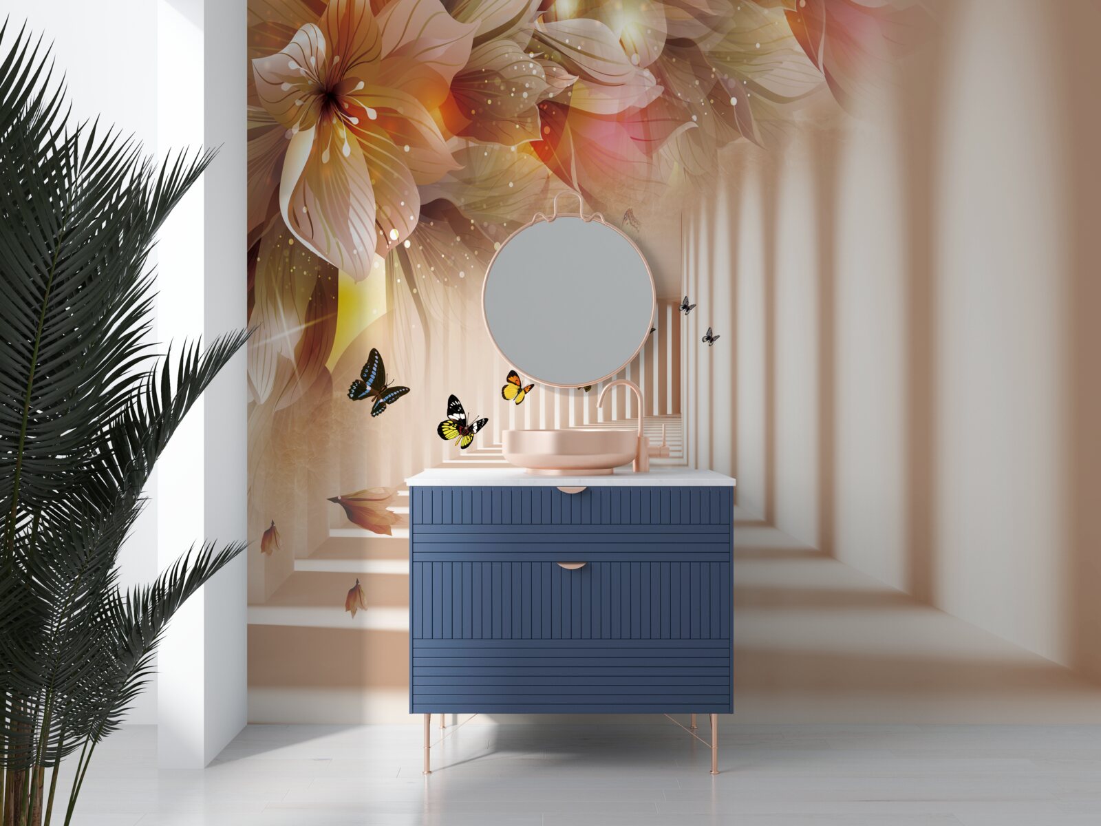 Фотошпалери метелики залишають живі квіти і прямують до тунелю