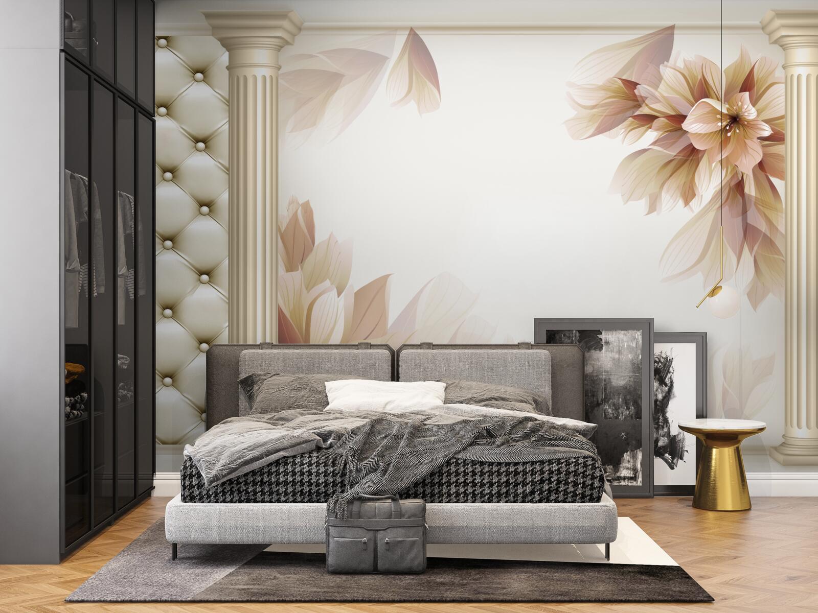 Фотошпалери квіти ростуть біля високих колон