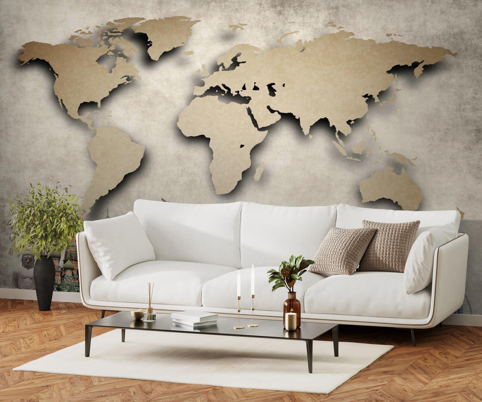 Фотошпалери карта світу та основні визначні місця