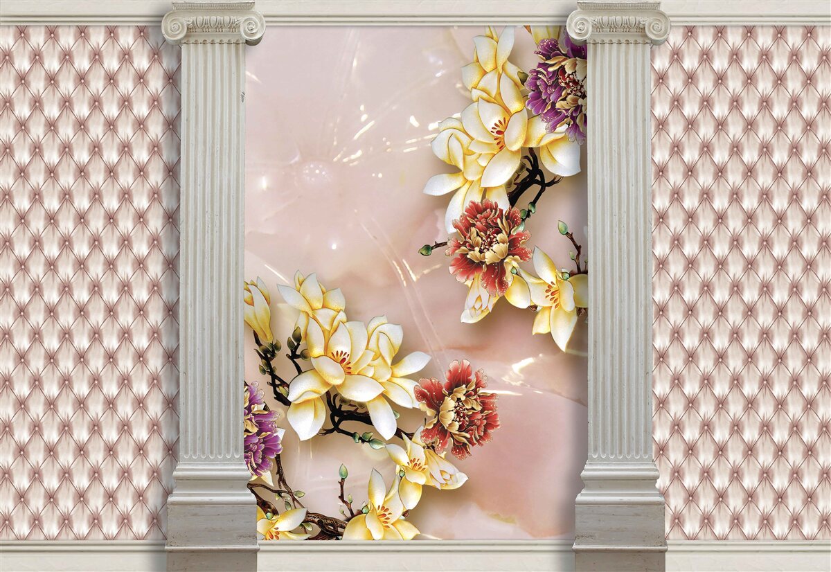 Фотошпалери старовинні високі арки та золоті квіти