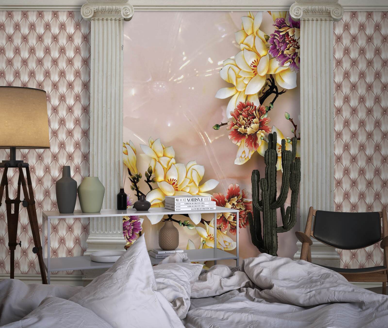 Фотошпалери старовинні високі арки та золоті квіти