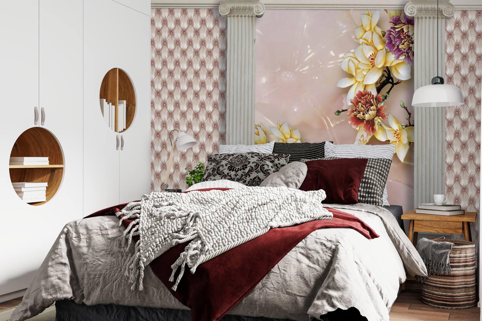 Фотошпалери старовинні високі арки та золоті квіти