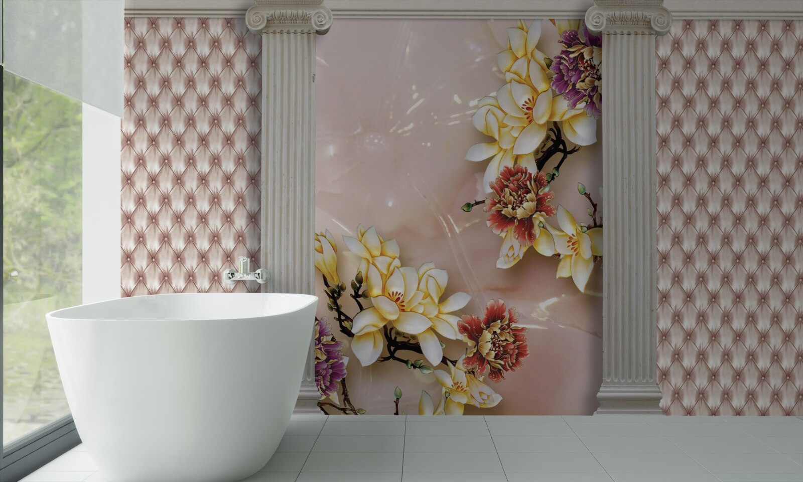 Фотошпалери старовинні високі арки та золоті квіти