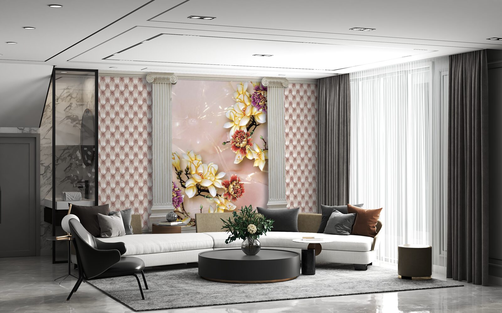 Фотошпалери старовинні високі арки та золоті квіти