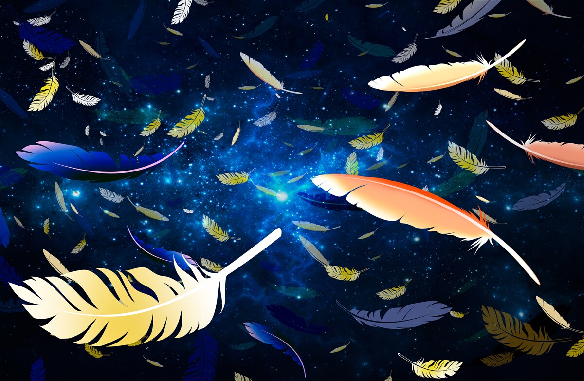 Фотошпалери вихор яскравого пір'я в безодні всесвіту