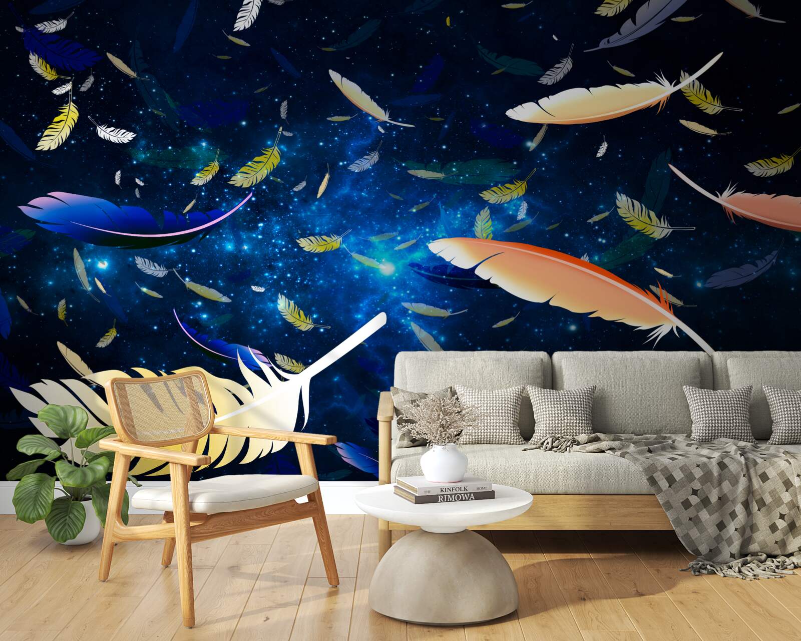 Фотошпалери вихор яскравого пір'я в безодні всесвіту