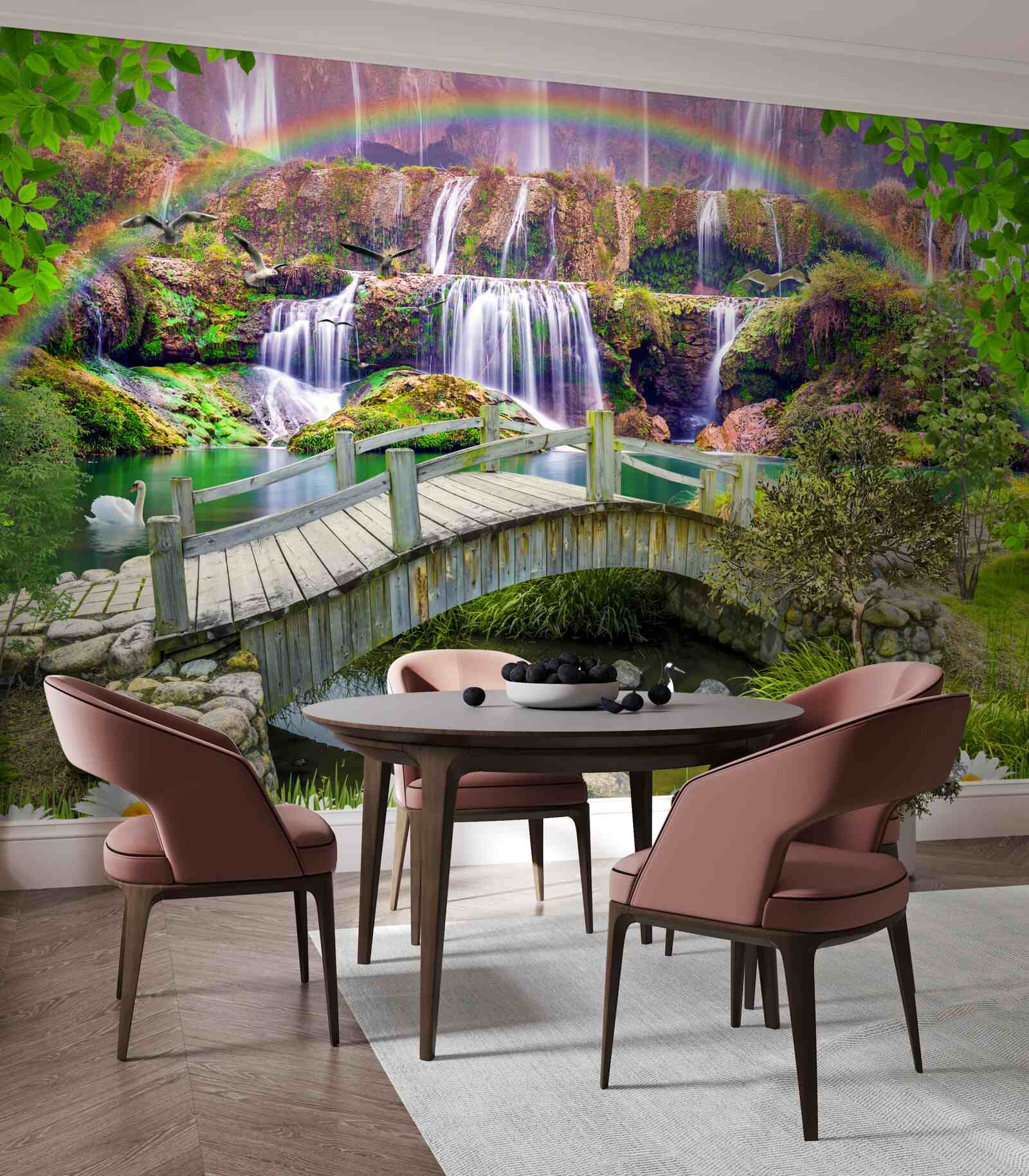 Фотошпалери композиція літнього саду в ландшафті