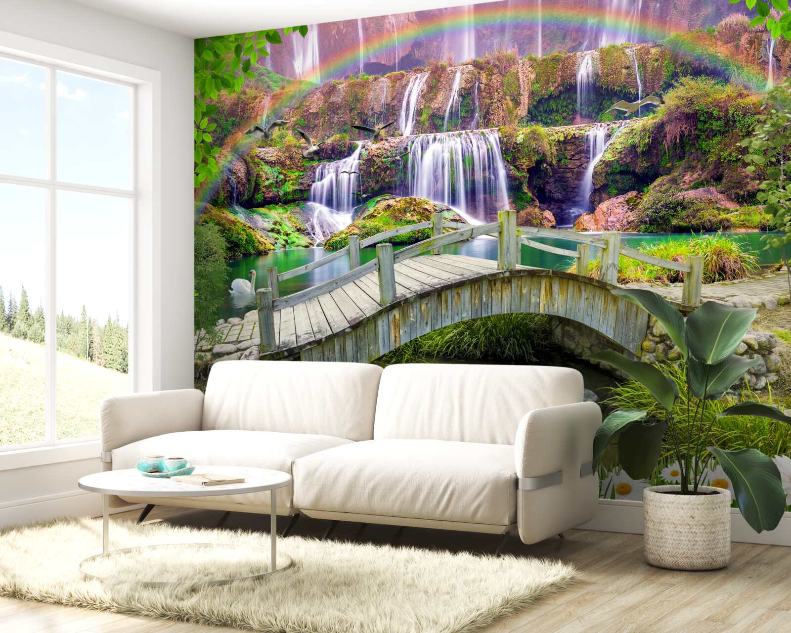 Фотошпалери композиція літнього саду в ландшафті