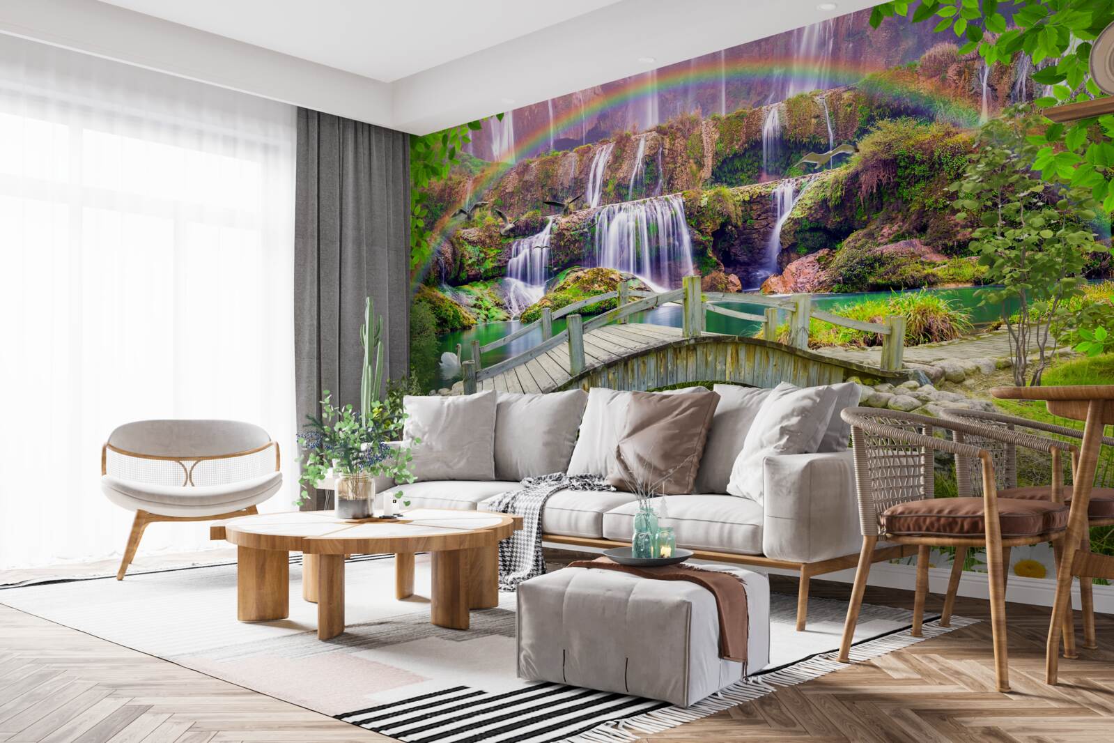 Фотошпалери композиція літнього саду в ландшафті