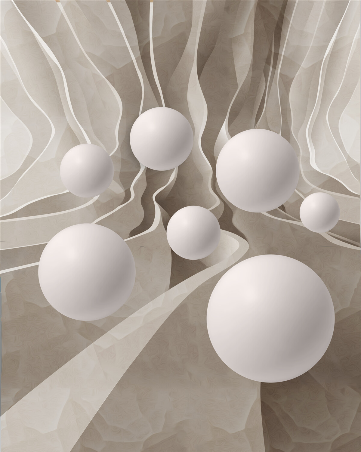 Фотошпалери гладкі білі кульки по колу