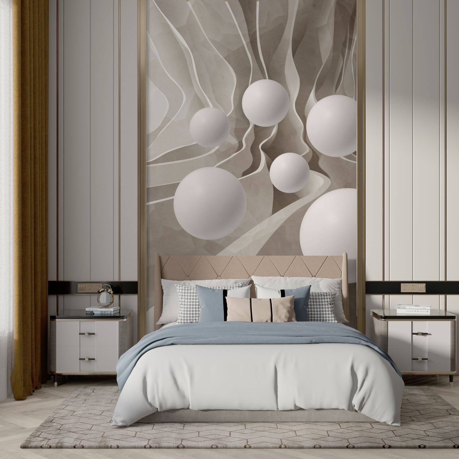 Фотошпалери гладкі білі кульки по колу