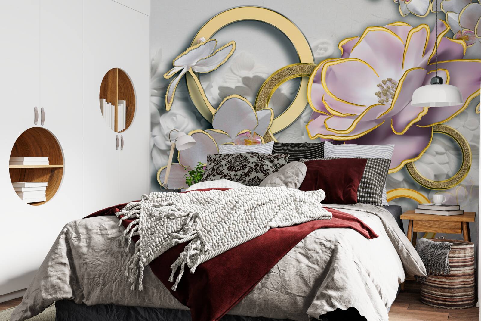 Фотошпалери сяючі та золоті квіти в небі