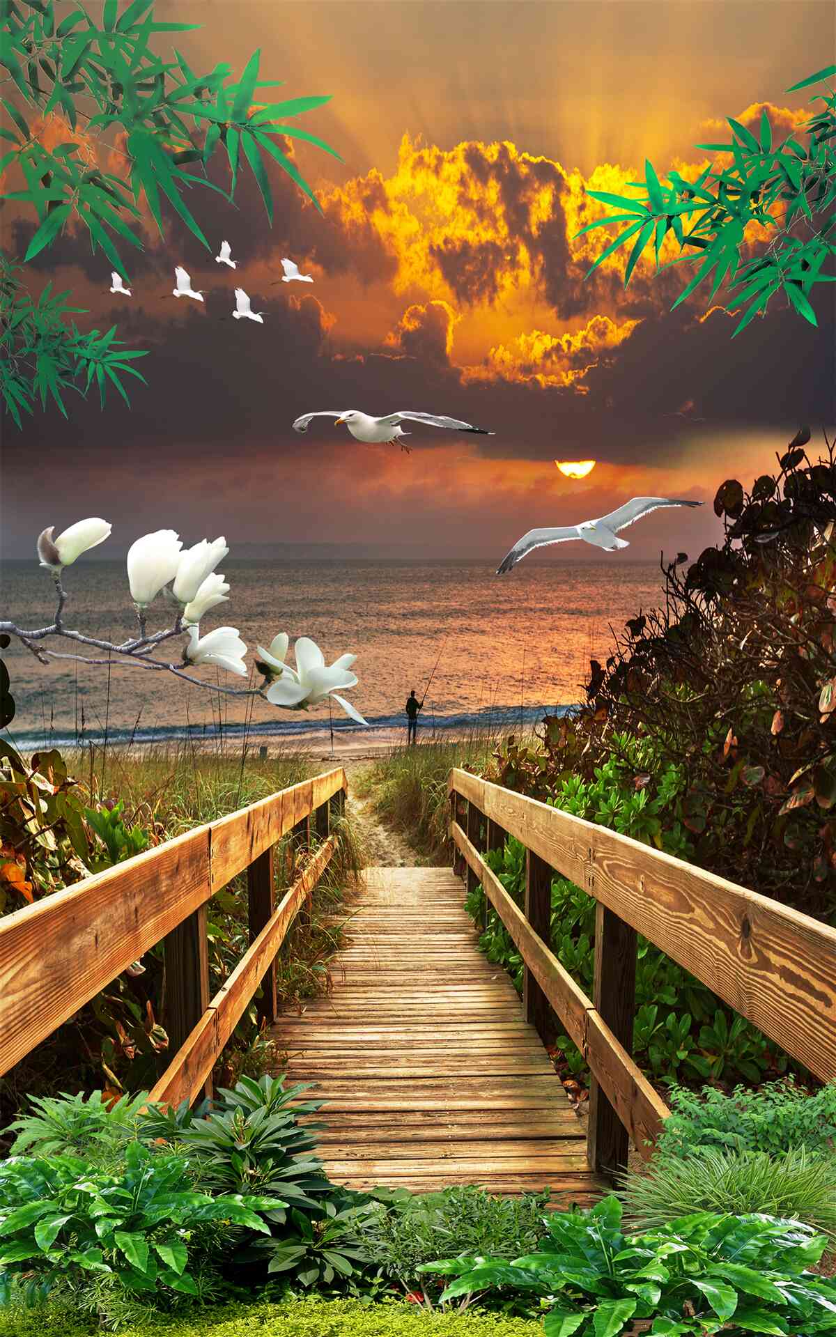 Фотошпалери вечірній шлях до узбережжя