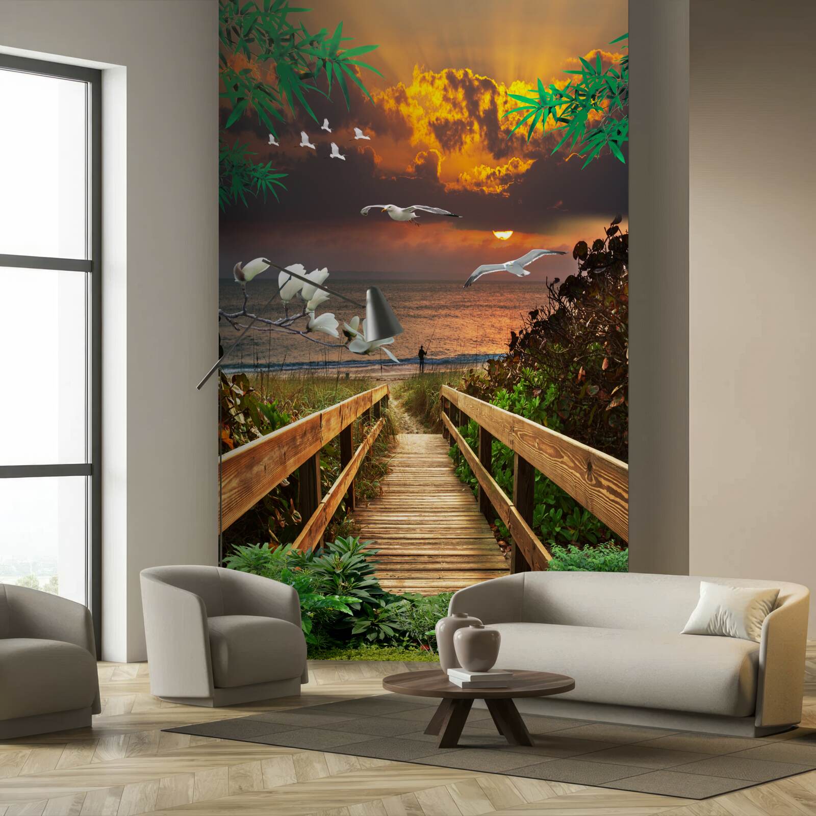 Фотошпалери вечірній шлях до узбережжя