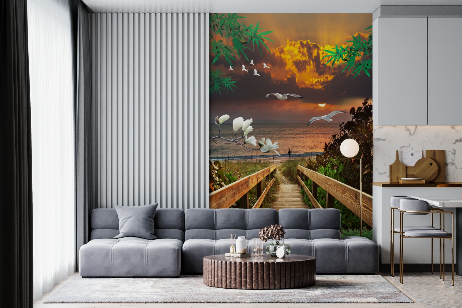 Фотошпалери вечірній шлях до узбережжя