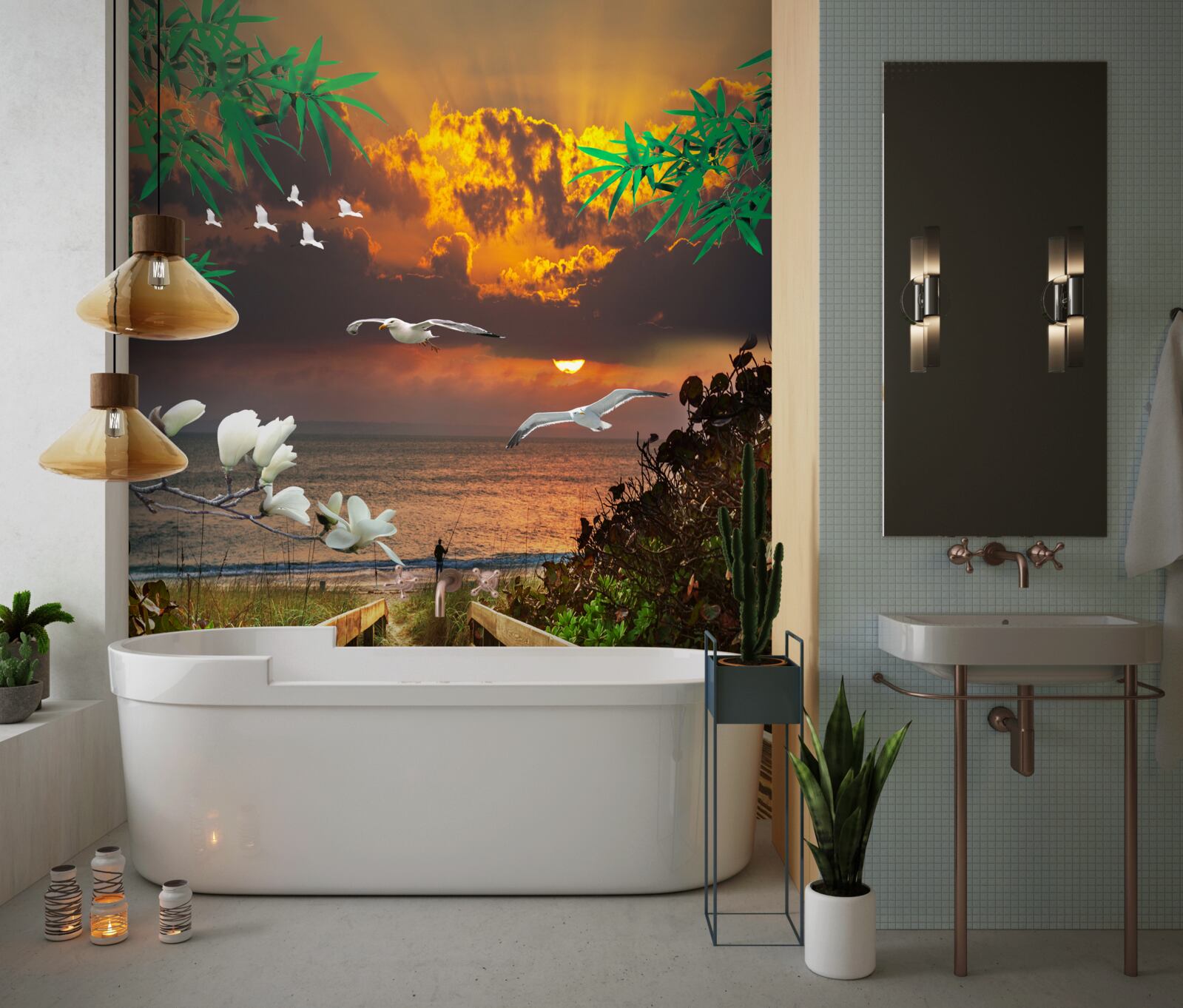 Фотошпалери вечірній шлях до узбережжя