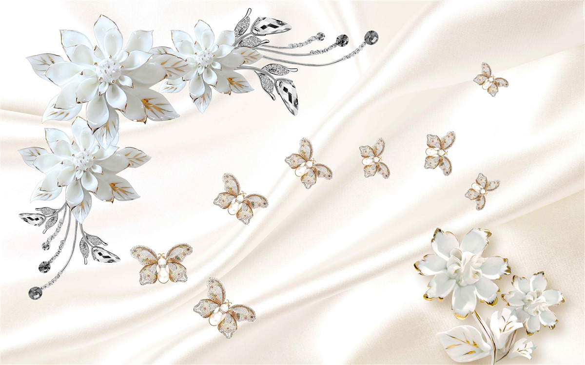 Фотошпалери шовкові метелики пурхають над квітами