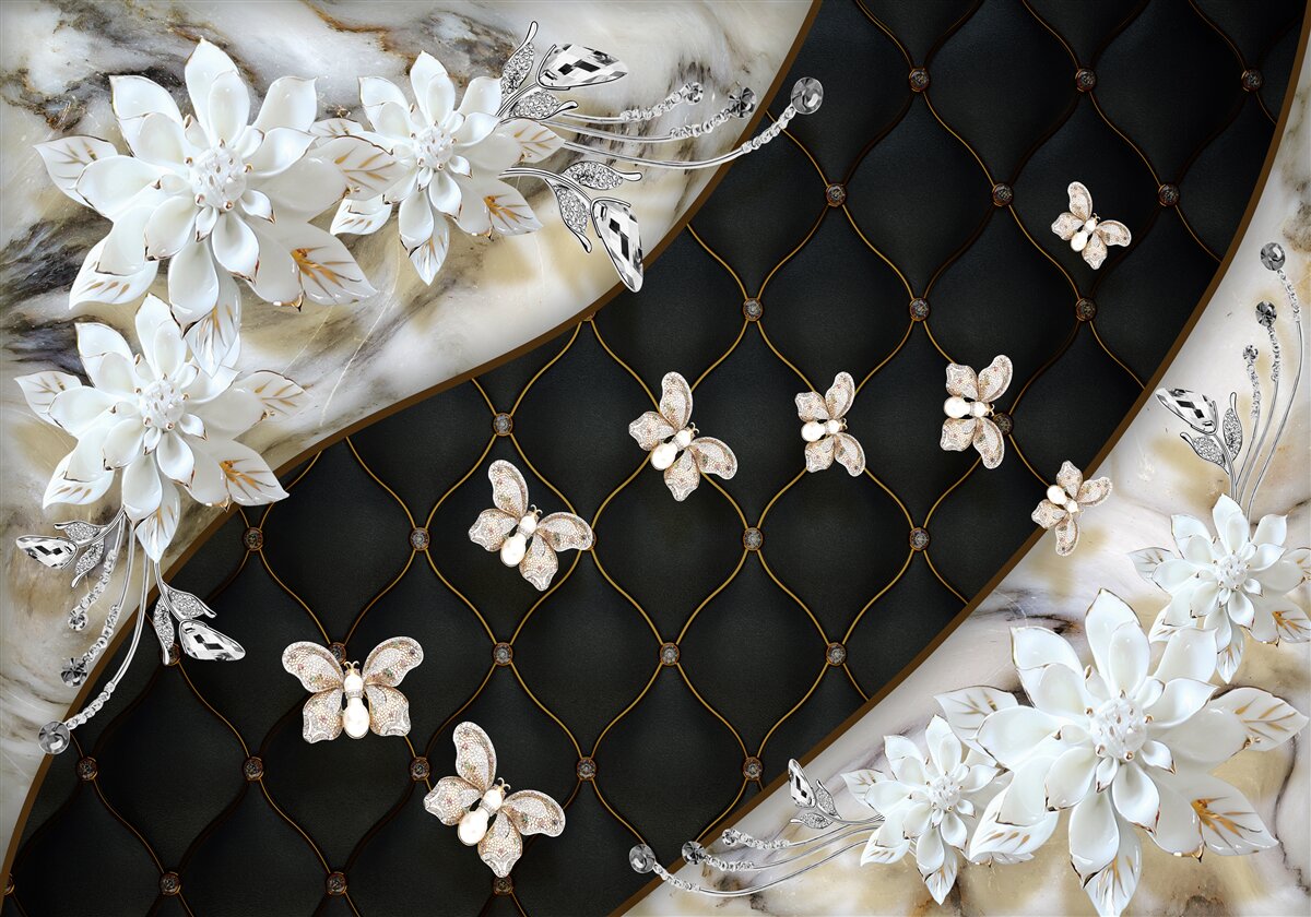 Фотошпалери легкі метелики опускаються на квіти