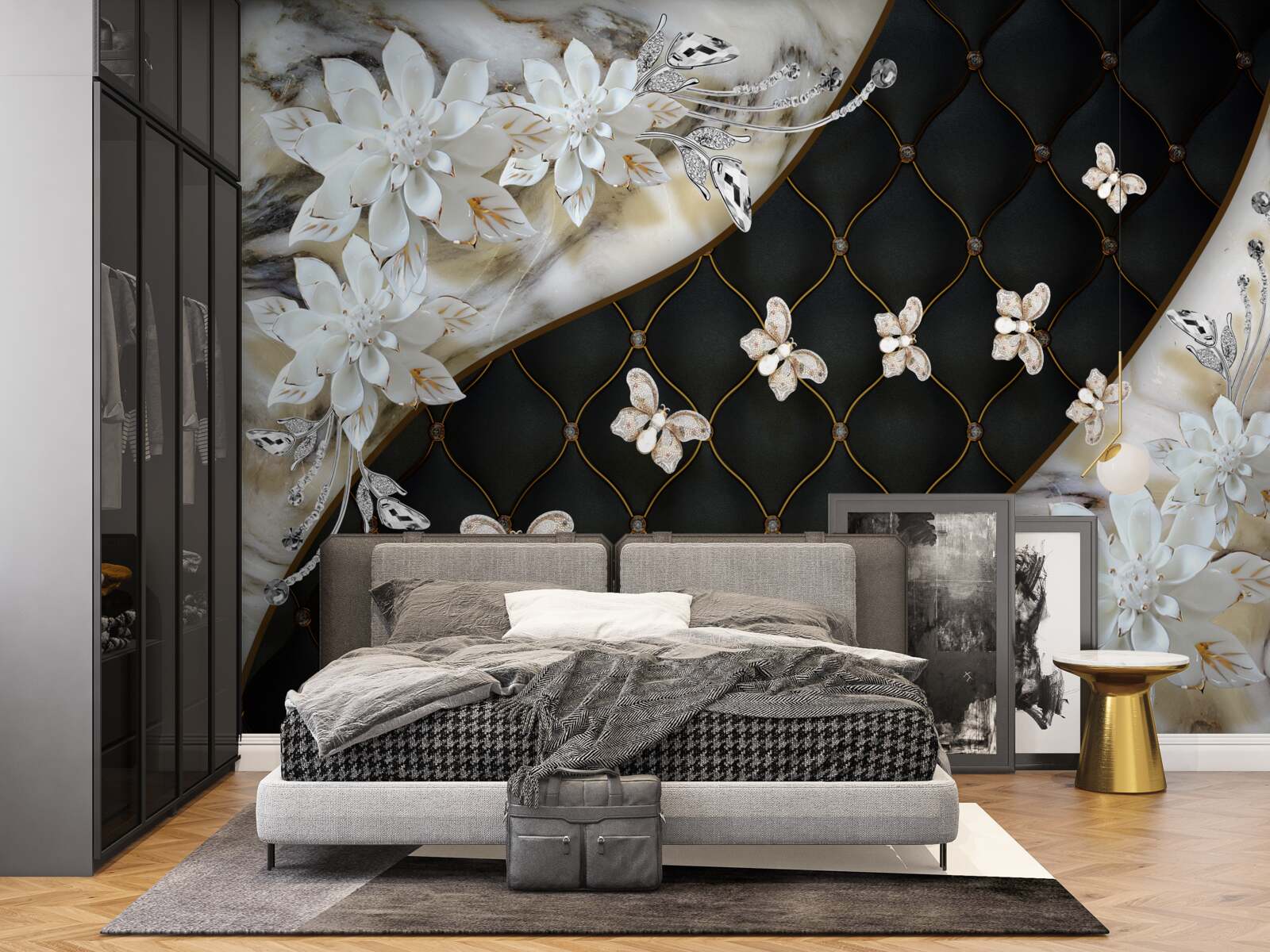 Фотошпалери легкі метелики опускаються на квіти