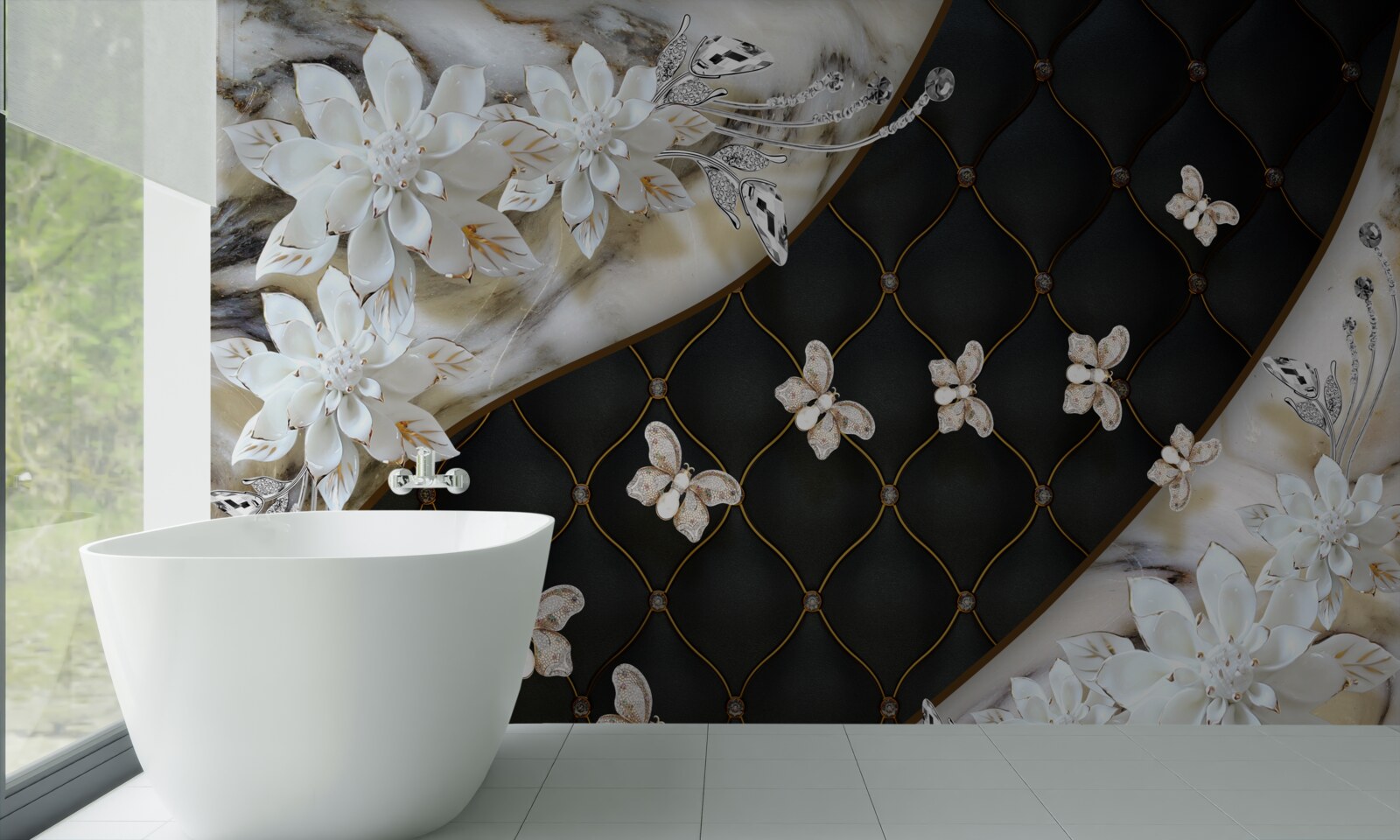 Фотошпалери легкі метелики опускаються на квіти