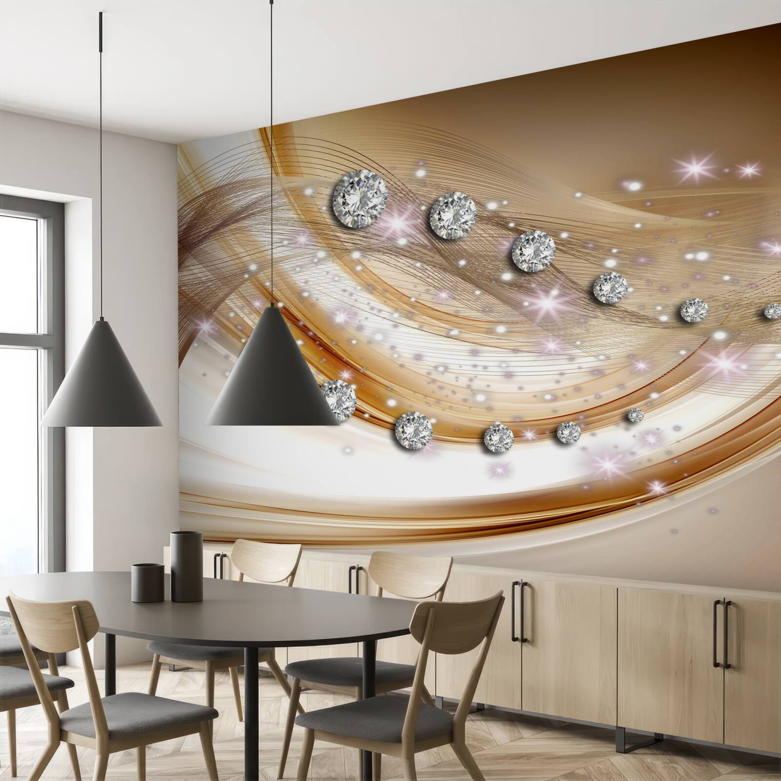 Фотошпалери золотий шовк з діамантами