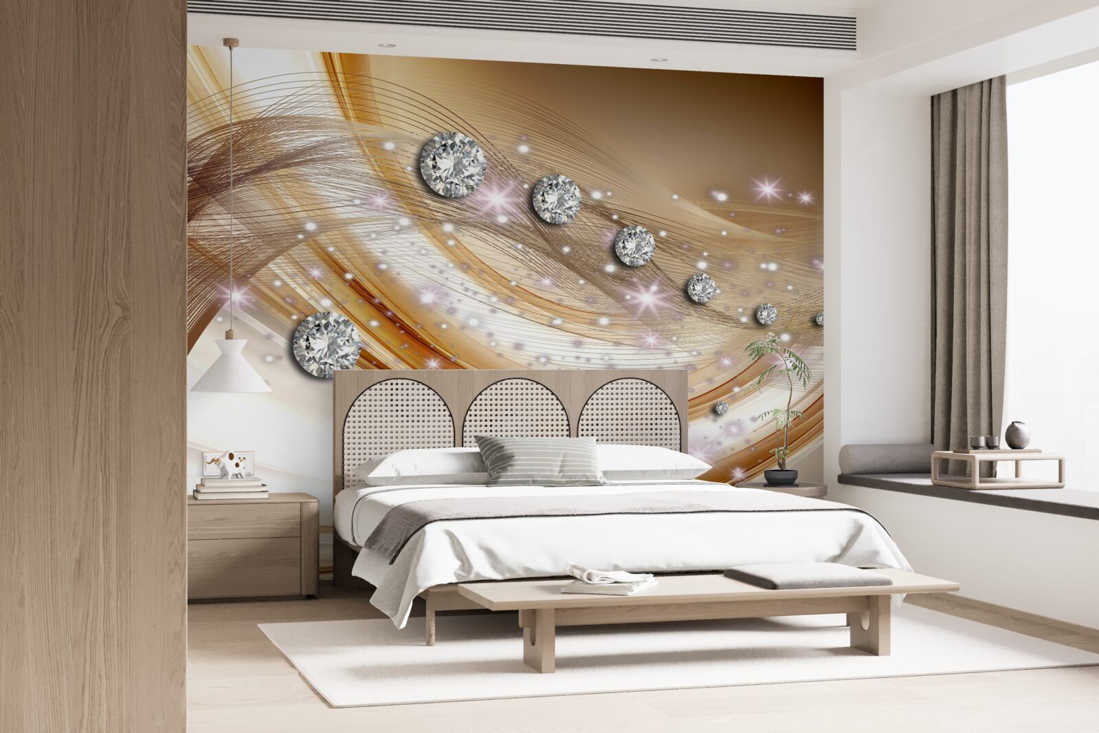 Фотошпалери золотий шовк з діамантами