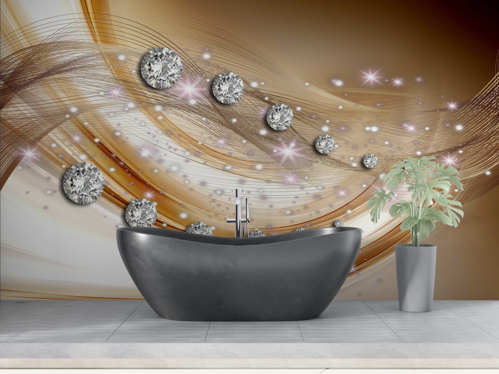 Фотошпалери золотий шовк з діамантами