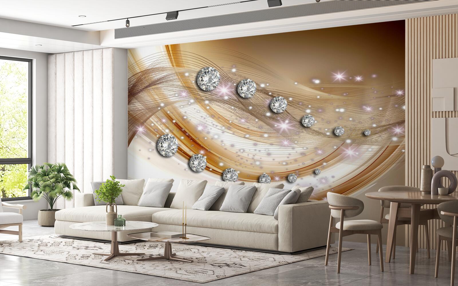 Фотошпалери золотий шовк з діамантами