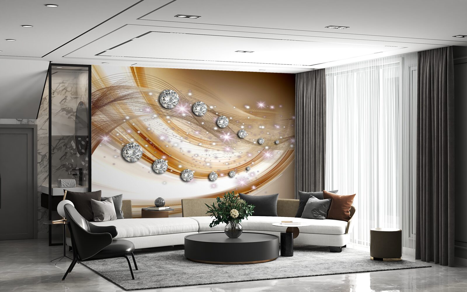 Фотошпалери золотий шовк з діамантами