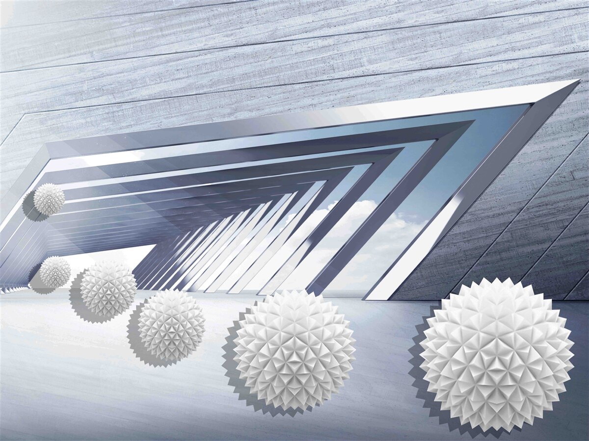 Фотошпалери літаючі шиповані кульки в проході