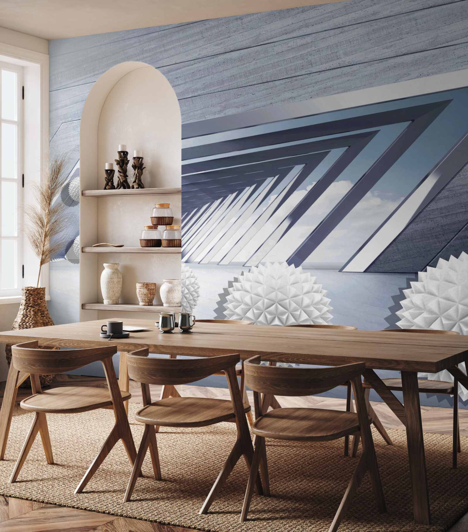 Фотошпалери літаючі шиповані кульки в проході